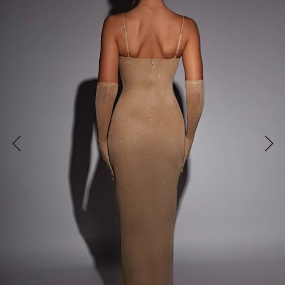 NWT! BABYBOO FASHION XS Gold Sparkle Trixie Maxi Dress WITH matching gloves - Picture 2 of 6